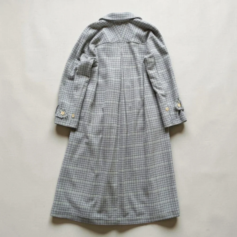 Free People Double Breasted Liberty Plaid Wool Blend Duster Coat Sz S NWOT
